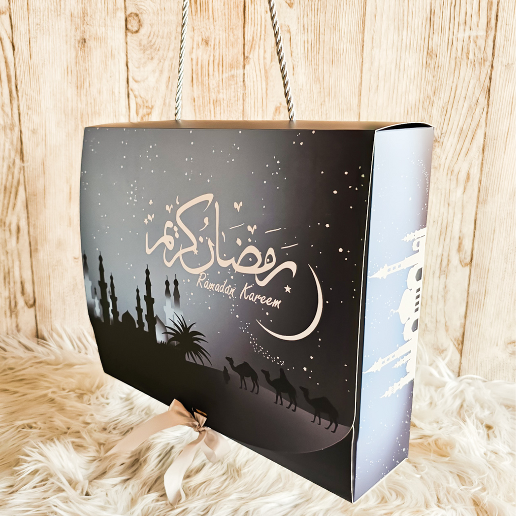 Beautifully Decorated Ramadan Kareem Paper Box with Flowers