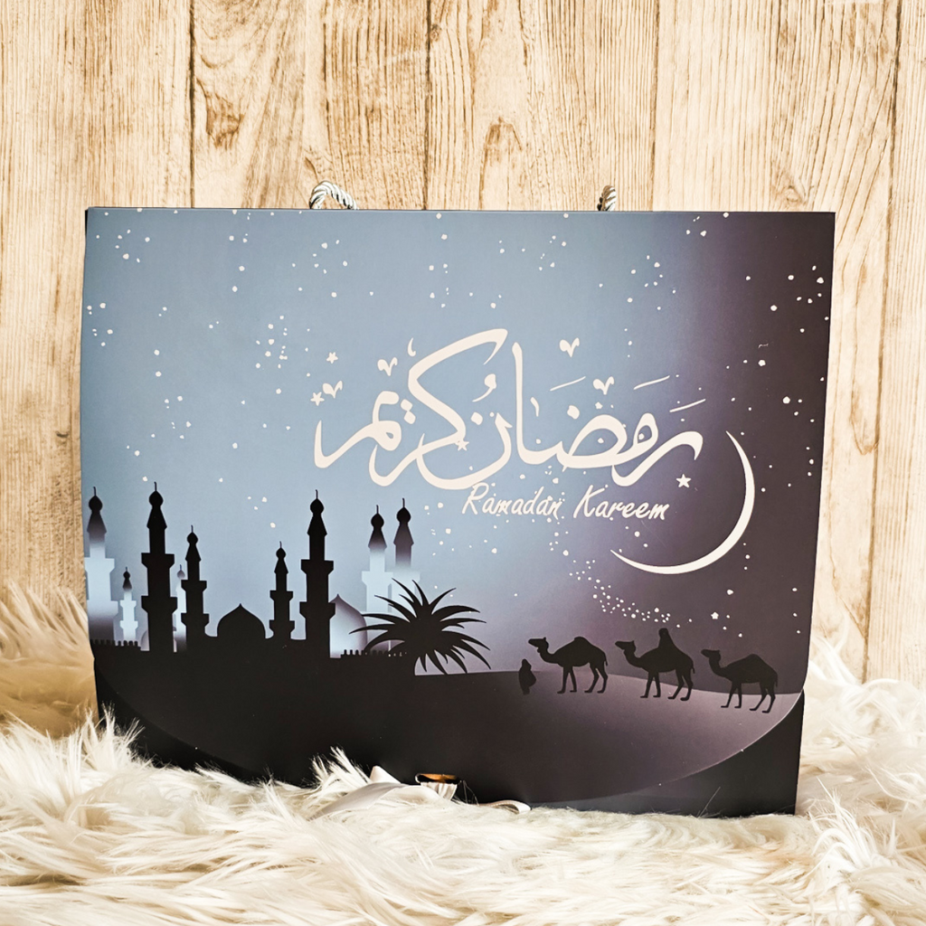 Beautifully Decorated Ramadan Kareem Paper Box with Flowers